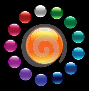 Glossy color buttons.