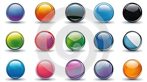 Glossy Colorful Buttons Web Design Elements Set Digital Interface Bright ui ux app kit tool shiny
