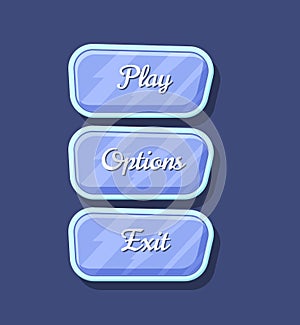 Glossy colorful computer game menu interface set