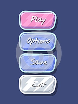 Glossy colorful computer game menu interface set