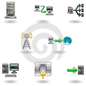 Glossy Computer Network Icon Set