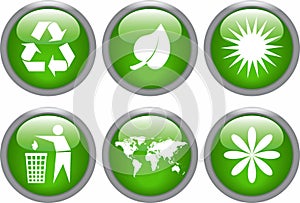 Glossy ecology icon set