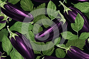 Glossy Eggplant vegetables. Generate Ai