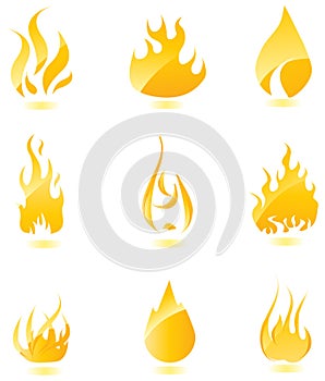 Glossy fire icons. Big set.