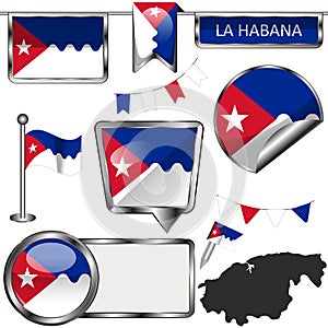 Glossy flags of La Habana, Cuba