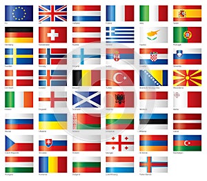 Glossy flags set European