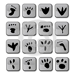 Glossy Foot Print Icons