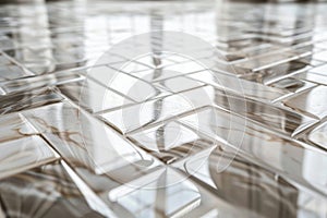 Glossy Geometric Ceramic Tile Pattern Close-up