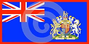 Glossy glass Alternative British Flag with Royal Coat Of Arms