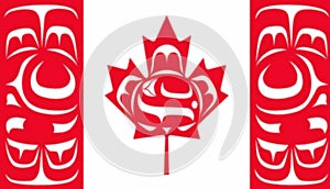 Glossy glass of Canadian Native Flag photo