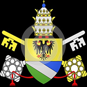 Glossy glass coat of arms of Pope Alexander VIII, born Pietro Vito Ottoboni, was Pope from 6 October 1689 to his death in 1691.