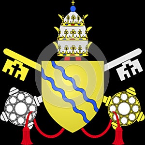 Glossy glass coat of arms of Pope Boniface VIII, born Benedetto Caetani, was Pope from 24 December 1294 to his death in 1303.