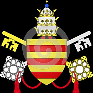 Glossy glass coat of arms of Pope Clement V, born Raymond Bertrand de Got, was Pope from 5 June 1305 to his death in 1314.