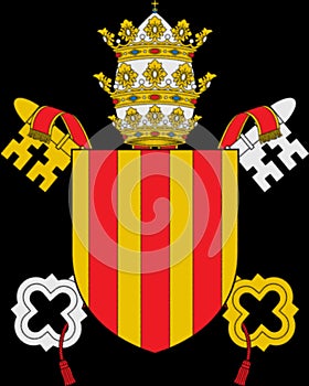 Glossy glass coat of arms of Pope Pope Benedict XIV, born Prospero Lorenzo Lambertini, was Pope from 17 August 1740 to his death i