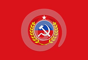 Glossy glass flag of Communist Party of Chile photo