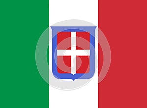 Glossy glass Flag of the Kingdom of Sardinia and from 1861 of the Kingdom of Italy 1848-1946