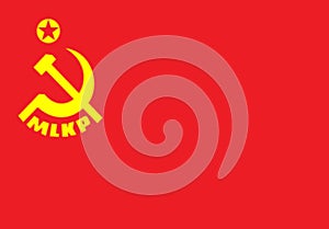 Glossy glass flag of the Marxist Leninist Communist Party Turkey Northern Kurdistan photo