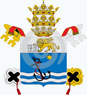 Glossy glass Pius X coat of arms