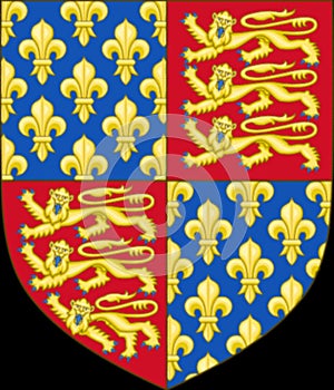 Glossy glass Royal arms of England and France 1340-1367