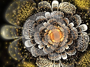 Glossy golden fractal flower