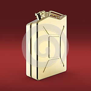 Glossy golden jerry can fuel canisterrender