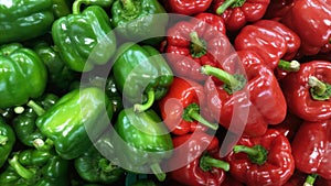 Glossy green and red capsicum