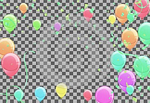 Glossy Happy Birthday Balloons Background Vector Illustration eps10