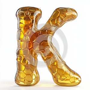 A glossy, honeycomb-textured letter \