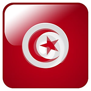 Glossy icon with flag of Tunisia