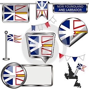 Glossy icons with flag of province Newfoundland and Labrador