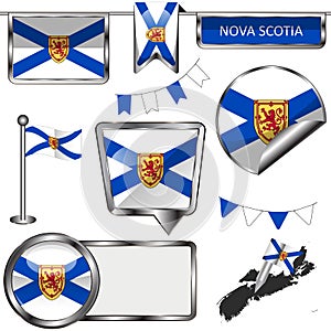 Glossy icons with flag of province Nova Scotia