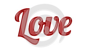 Glossy letter Love on a white background with attractive typographic fonts