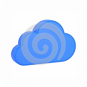 Glossy light blue cloud computing icon rendered on transparent background