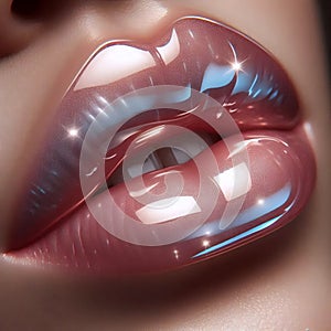 A glossy lip effect, Ai generated image