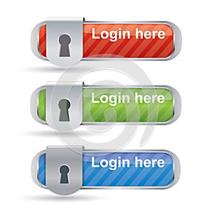 Glossy login buttons with keyhole