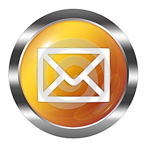 Glossy mail icon button over white