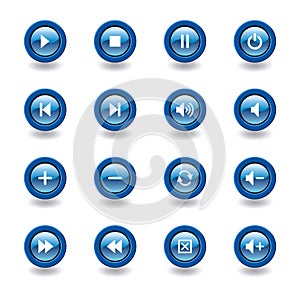 Glossy media player icons