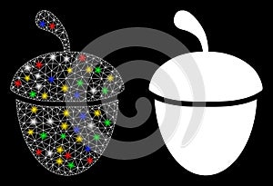 Glossy Mesh 2D Acorn Icon with Light Spots