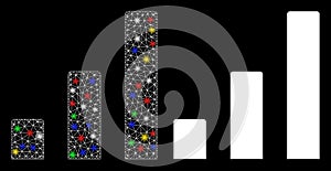 Flare Mesh Carcass Bar Chart Icon with Flare Spots