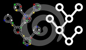 Glossy Mesh Carcass Binary Tree Icon with Flash Spots