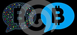 Flare Mesh Network Bitcoin Message Icon with Flash Spots photo