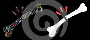 Flare Mesh Wire Frame Bone Break Icon with Flare Spots