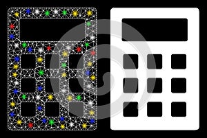 Bright Mesh Network Calculator Icon with Flash Spots