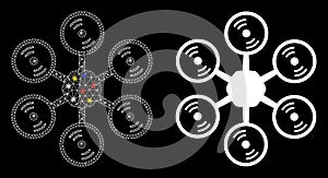 Glossy Mesh Carcass Multirotor Icon with Flash Spots