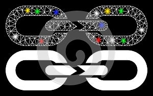 Glossy Mesh Network Chain Break Icon with Light Spots