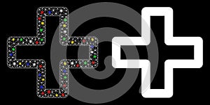 Glossy Mesh 2D Add Icon with Light Spots