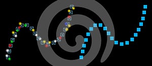 Flare Mesh Carcass Dotted Curve Icon with Flash Spots