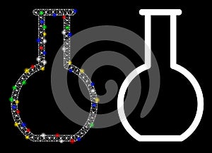 Glossy Mesh 2D Empty Retort Icon with Flare Spots