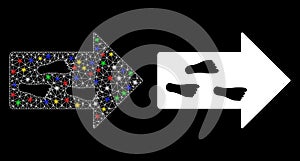 Glossy Mesh Network Exit Direction Icon with Flash Spots