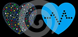 Flare Mesh 2D Heart Pulse Icon with Flare Spots